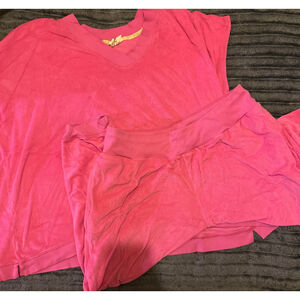 Women's HUE Pink Pajama Set 1X XL French terry, worn once